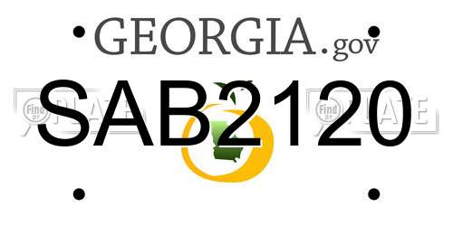 SAB2120 Georgia License Plate