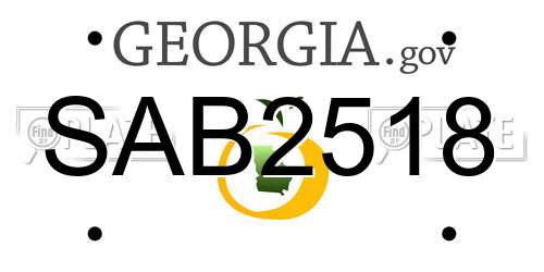 SAB2518 Georgia License Plate