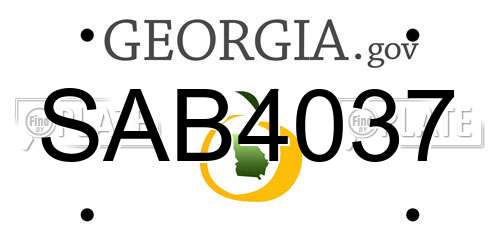 SAB4037 Georgia License Plate