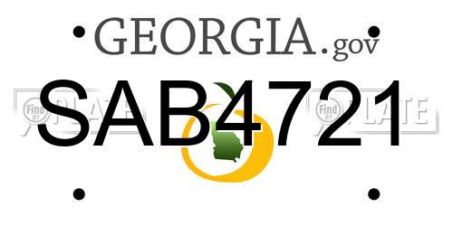 SAB4721 Georgia License Plate