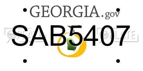 SAB5407 Georgia License Plate