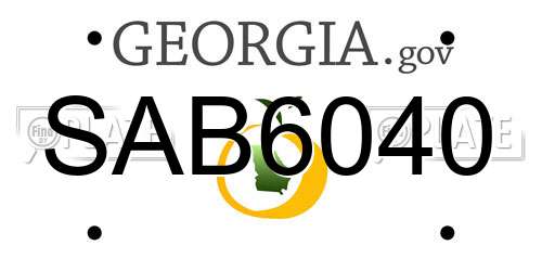 SAB6040 Georgia License Plate