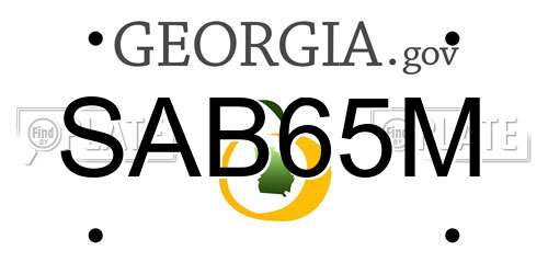SAB65M Georgia License Plate