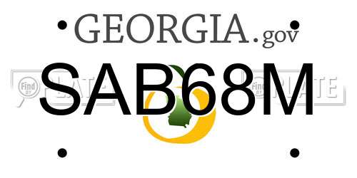 SAB68M Georgia License Plate