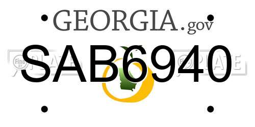 SAB6940 Georgia License Plate