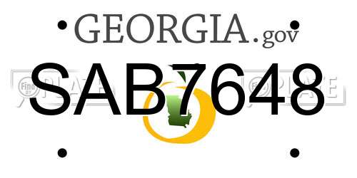 SAB7648 Georgia License Plate