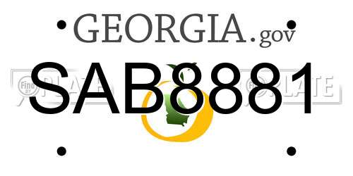 SAB8881 Georgia License Plate