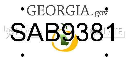 SAB9381 Georgia License Plate