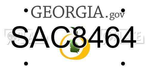 SAC8464 Georgia License Plate