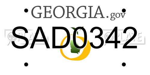 SAD0342 Georgia License Plate