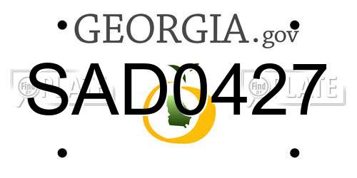 SAD0427 Georgia License Plate