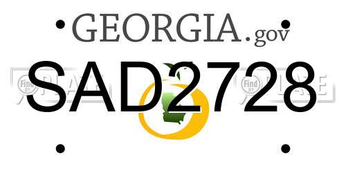 SAD2728 Georgia License Plate