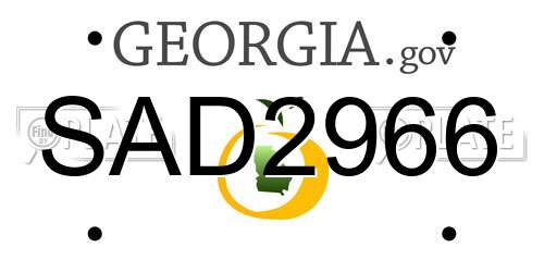 SAD2966 Georgia License Plate