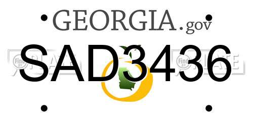 SAD3436 Georgia License Plate