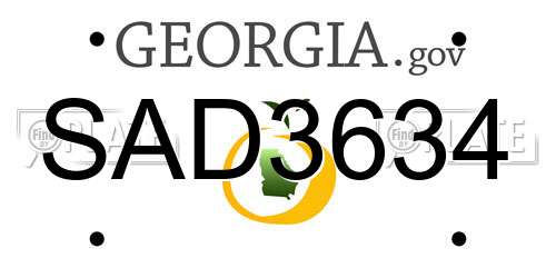 SAD3634 Georgia License Plate