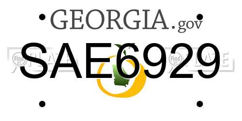 SAE6929 Georgia License Plate