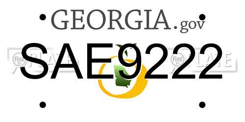 SAE9222 Georgia License Plate