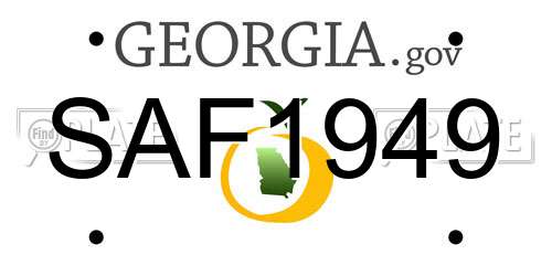 SAF1949 Georgia License Plate