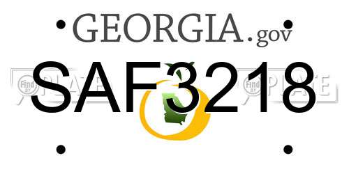 SAF3218 Georgia License Plate