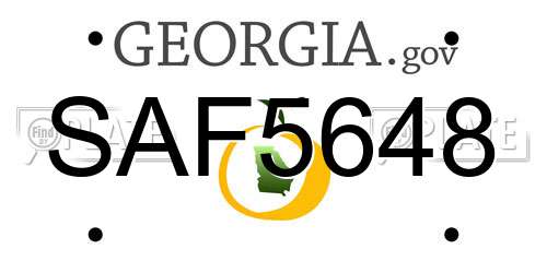 SAF5648 Georgia License Plate