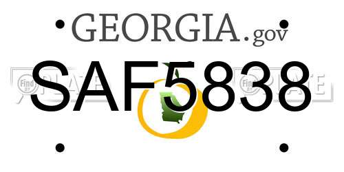 SAF5838 Georgia License Plate