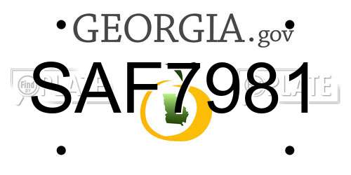 SAF7981 Georgia License Plate