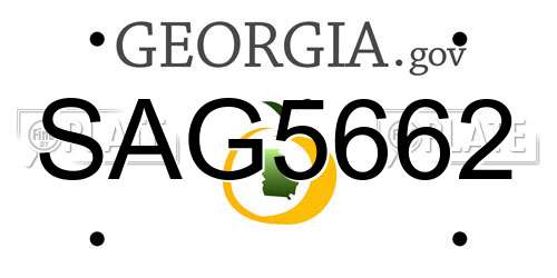 SAG5662 Georgia License Plate