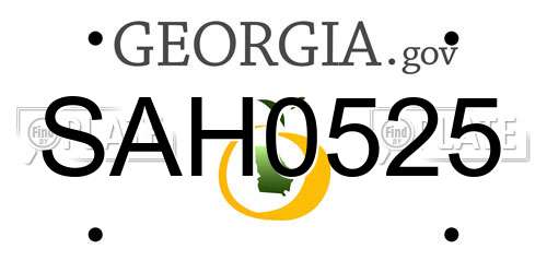 SAH0525 Georgia License Plate