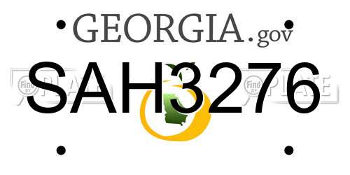SAH3276 Georgia License Plate