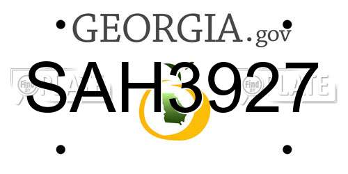 SAH3927 Georgia License Plate