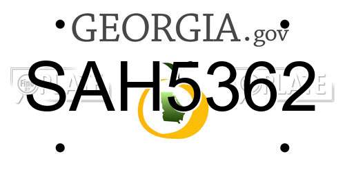 SAH5362 Georgia License Plate
