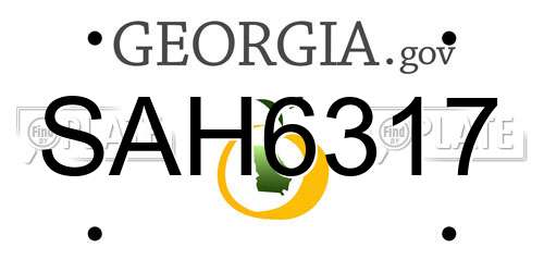 SAH6317 Georgia License Plate