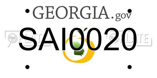 SAI0020 Georgia License Plate
