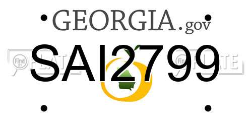 SAI2799 Georgia License Plate