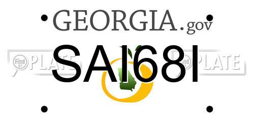 SAI68I Georgia License Plate