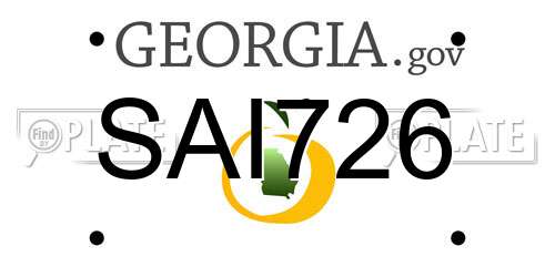 SAI726 Georgia License Plate