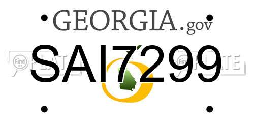 SAI7299 Georgia License Plate