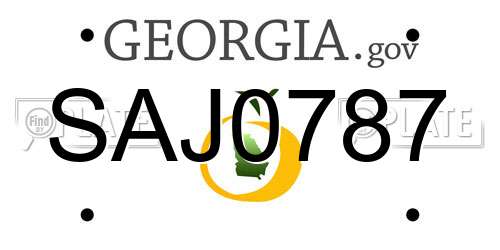 SAJ0787 Georgia License Plate