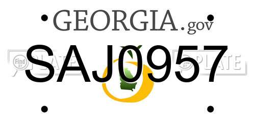 SAJ0957 Georgia License Plate