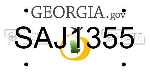 SAJ1355 Georgia License Plate