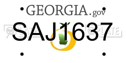 SAJ1637 Georgia License Plate
