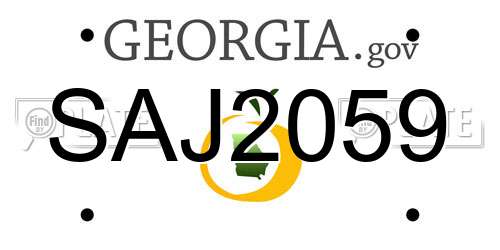 SAJ2059 Georgia License Plate