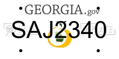 SAJ2340 Georgia License Plate