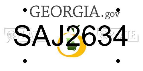 SAJ2634 Georgia License Plate