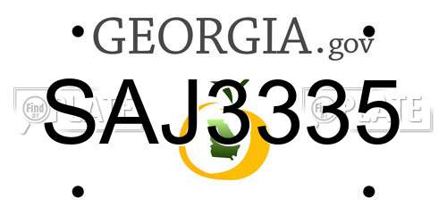 SAJ3335 Georgia License Plate