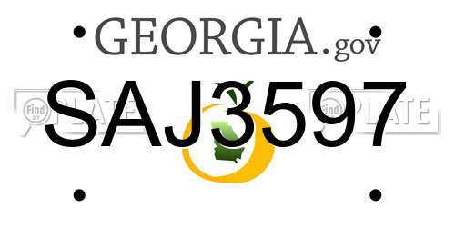 SAJ3597 Georgia License Plate