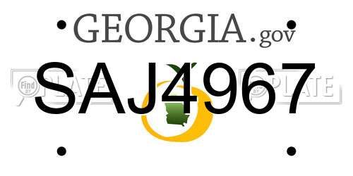 SAJ4967 Georgia License Plate