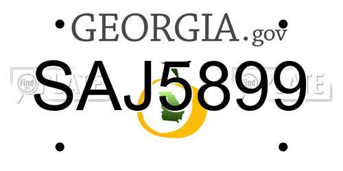 SAJ5899 Georgia License Plate
