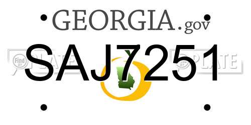 SAJ7251 Georgia License Plate