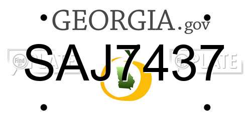 SAJ7437 Georgia License Plate